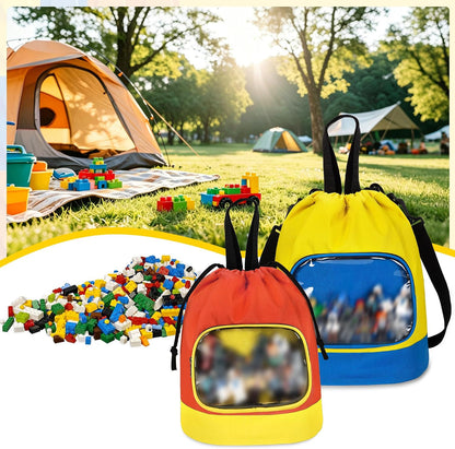 Drawstring Toy Storage Organizer Bag for Building Bricks (Large)