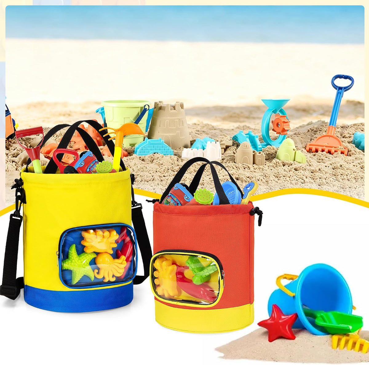 Drawstring Toy Storage Organizer Bag for Building Bricks (Large)