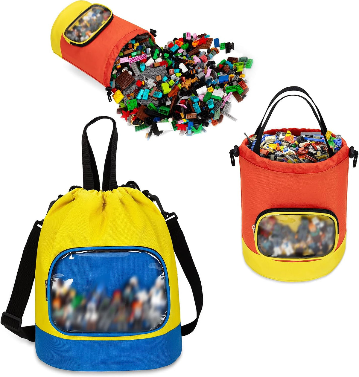 Drawstring Toy Storage Organizer Bag for Building Bricks (Large)