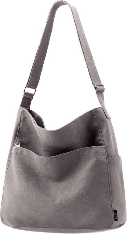 KALIDI Canvas Tote Bag Zipper Large Crossbody Shoulder Bag Messenger Bag
