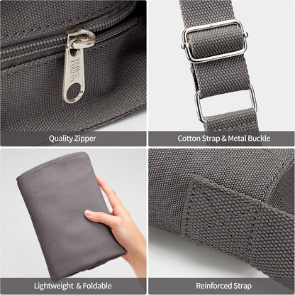 KALIDI Canvas Tote Bag Zipper Large Crossbody Shoulder Bag Messenger Bag