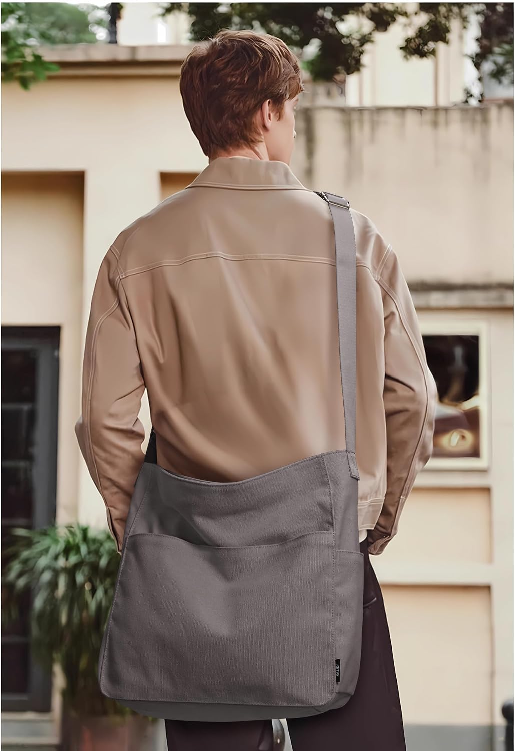 KALIDI Canvas Tote Bag Zipper Large Crossbody Shoulder Bag Messenger Bag