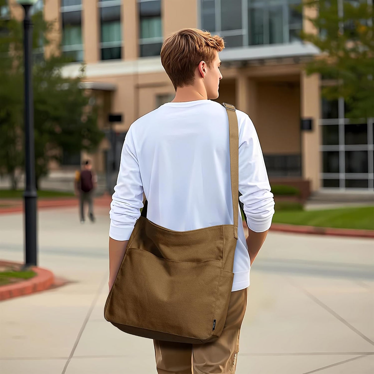 KALIDI Canvas Tote Bag Zipper Large Crossbody Shoulder Bag Messenger Bag