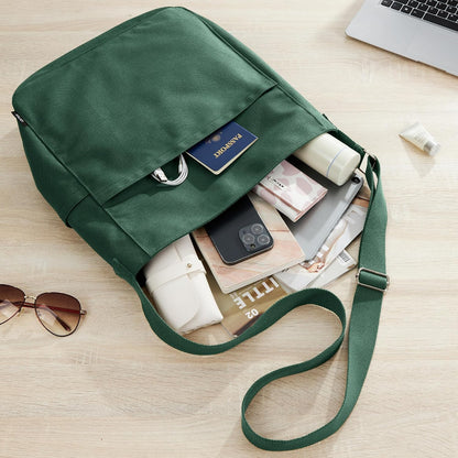 KALIDI Canvas Tote Bag Zipper Large Crossbody Shoulder Bag Messenger Bag