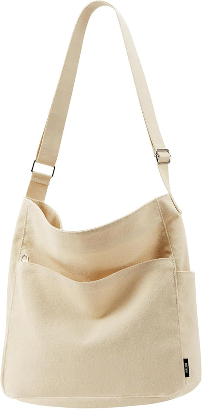 KALIDI Canvas Tote Bag Zipper Large Crossbody Shoulder Bag Messenger Bag