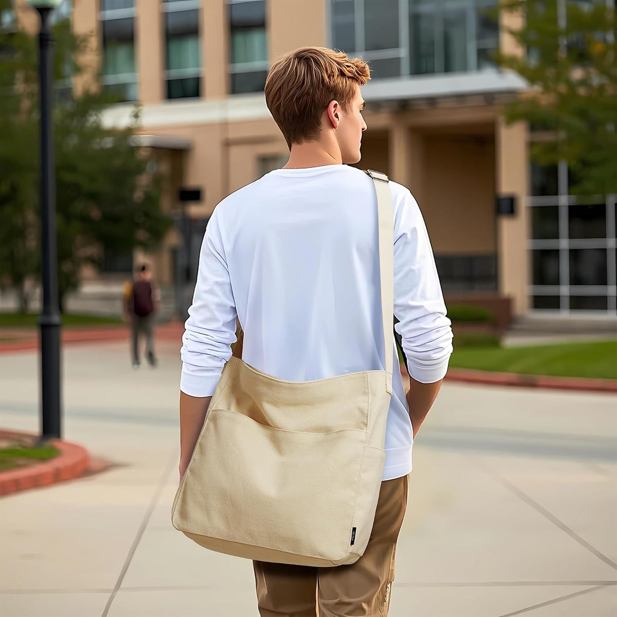 KALIDI Canvas Tote Bag Zipper Large Crossbody Shoulder Bag Messenger Bag
