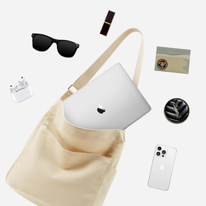 KALIDI Canvas Tote Bag Zipper Large Crossbody Shoulder Bag Messenger Bag