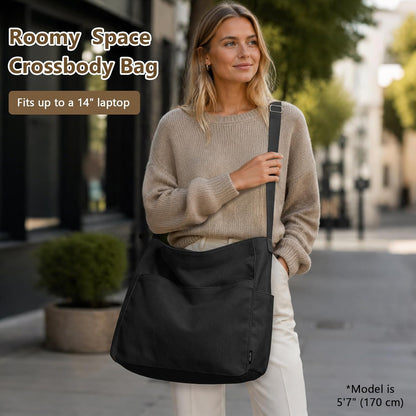 KALIDI Canvas Tote Bag Zipper Large Crossbody Shoulder Bag Messenger Bag