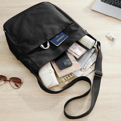 KALIDI Canvas Tote Bag Zipper Large Crossbody Shoulder Bag Messenger Bag