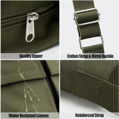KALIDI Canvas Tote Bag Zipper Large Crossbody Shoulder Bag Messenger Bag