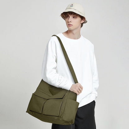 KALIDI Canvas Tote Bag Zipper Large Crossbody Shoulder Bag Messenger Bag