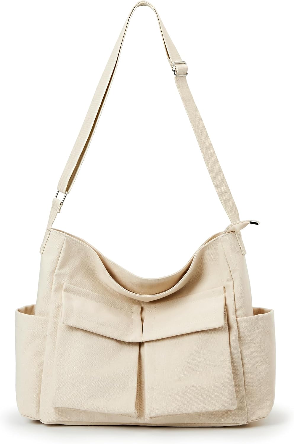 KALIDI Canvas Tote Bag Zipper Large Crossbody Shoulder Bag Messenger Bag