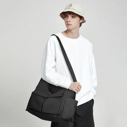 KALIDI Canvas Tote Bag Zipper Large Crossbody Shoulder Bag Messenger Bag