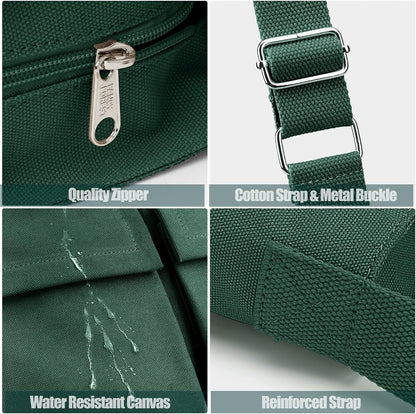 KALIDI Canvas Tote Bag Zipper Large Crossbody Shoulder Bag Messenger Bag