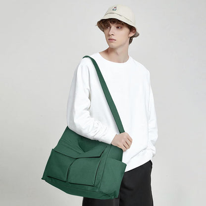 KALIDI Canvas Tote Bag Zipper Large Crossbody Shoulder Bag Messenger Bag