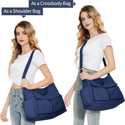 KALIDI Canvas Tote Bag Zipper Large Crossbody Shoulder Bag Messenger Bag