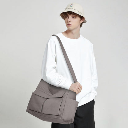 KALIDI Canvas Tote Bag Zipper Large Crossbody Shoulder Bag Messenger Bag