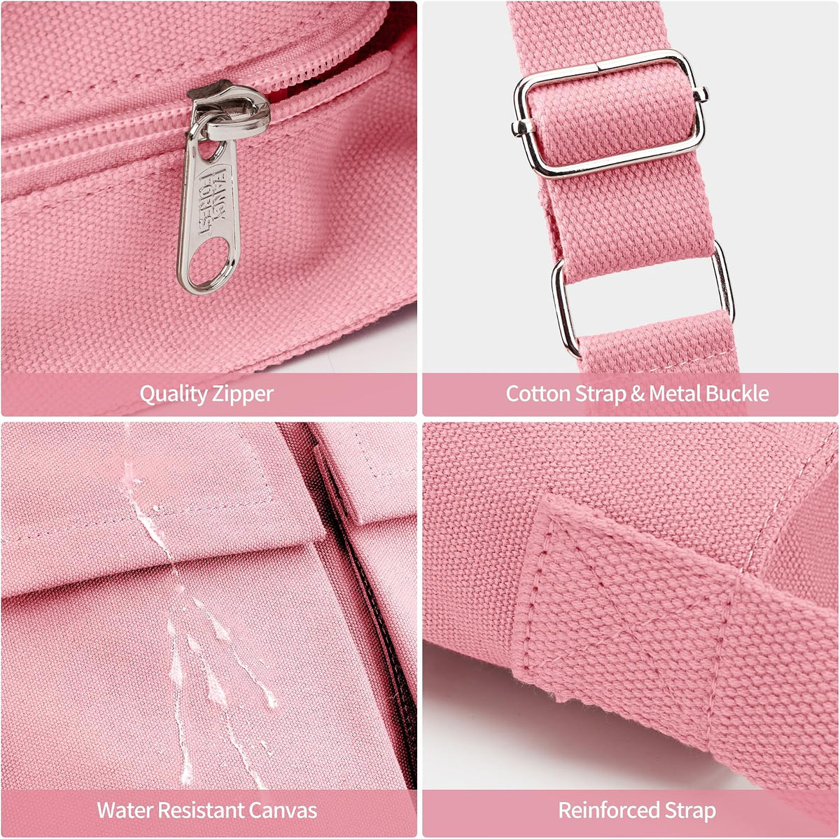 KALIDI Canvas Tote Bag Zipper Large Crossbody Shoulder Bag Messenger Bag