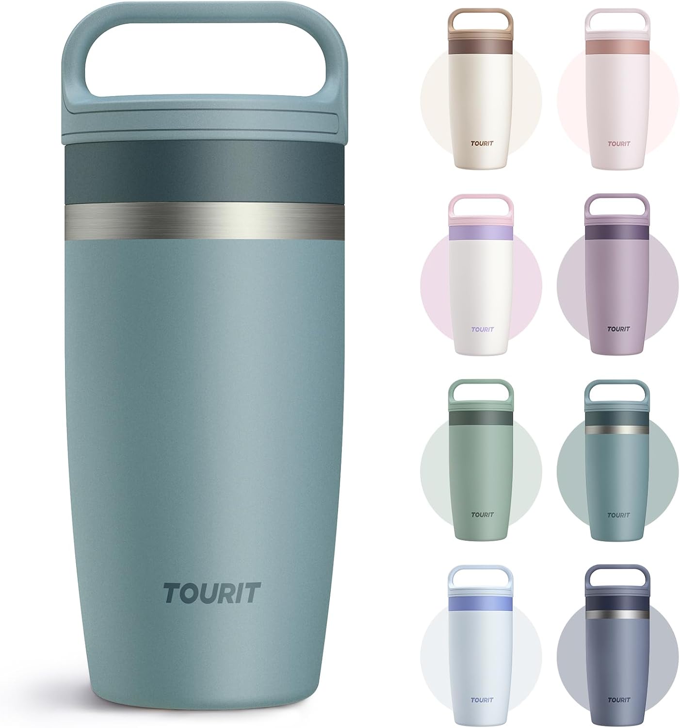 Travel Coffee Mug 16 oz, Leakproof 2-Part Drink Lid Coffee Tumbler Cup, Insulated Stainless Steel Travel Mug, Dishwasher Safe Reusable Water Bottle, BPA-Free Coffee Mug, Light pink