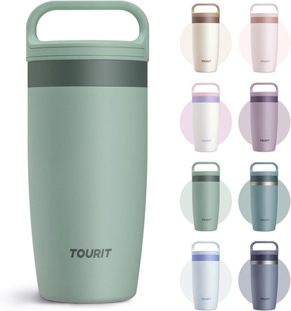 Travel Coffee Mug 16 oz, Leakproof 2-Part Drink Lid Coffee Tumbler Cup, Insulated Stainless Steel Travel Mug, Dishwasher Safe Reusable Water Bottle, BPA-Free Coffee Mug, Light pink