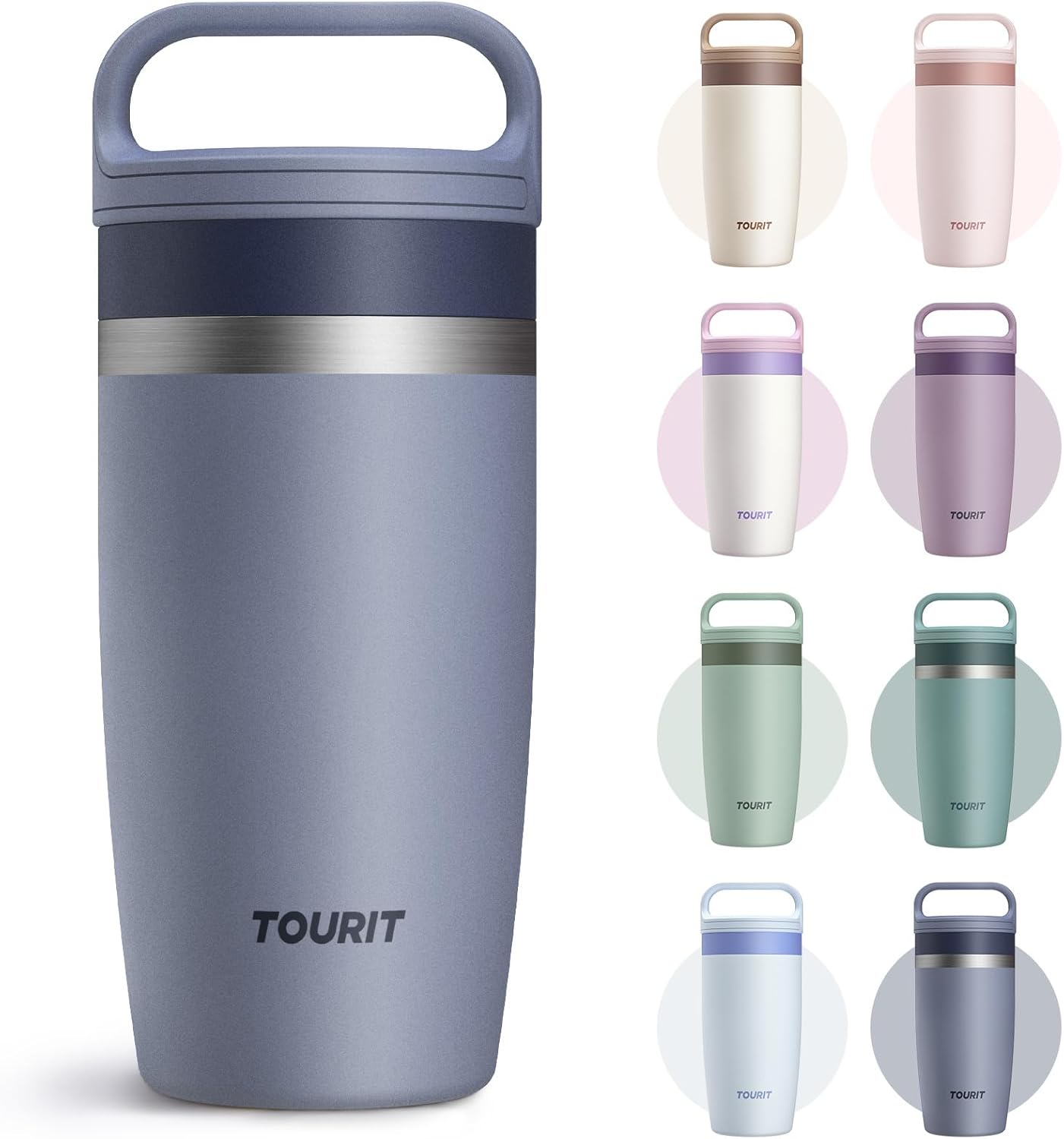 Travel Coffee Mug 16 oz, Leakproof 2-Part Drink Lid Coffee Tumbler Cup, Insulated Stainless Steel Travel Mug, Dishwasher Safe Reusable Water Bottle, BPA-Free Coffee Mug, Light pink