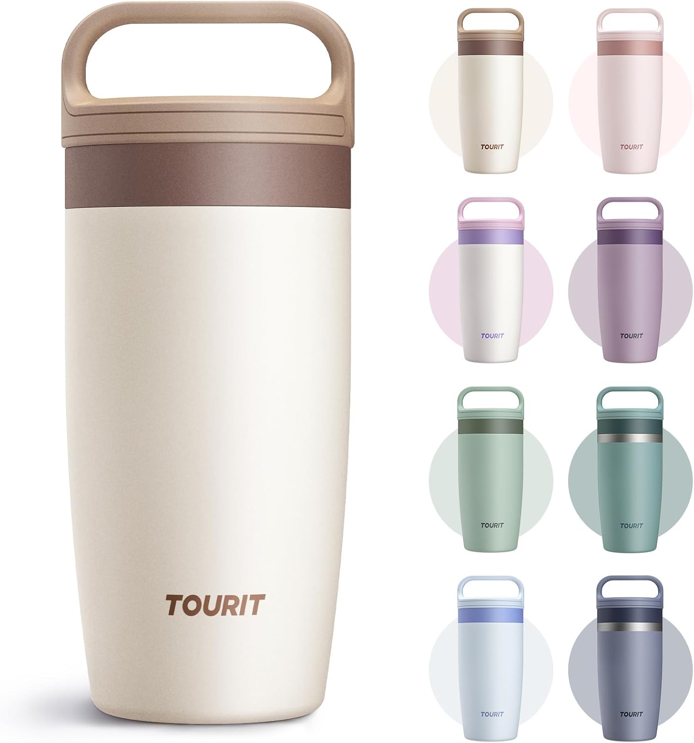 Travel Coffee Mug 16 oz, Leakproof 2-Part Drink Lid Coffee Tumbler Cup, Insulated Stainless Steel Travel Mug, Dishwasher Safe Reusable Water Bottle, BPA-Free Coffee Mug, Light pink