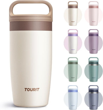 Travel Coffee Mug 16 oz, Leakproof 2-Part Drink Lid Coffee Tumbler Cup, Insulated Stainless Steel Travel Mug, Dishwasher Safe Reusable Water Bottle, BPA-Free Coffee Mug, Light pink
