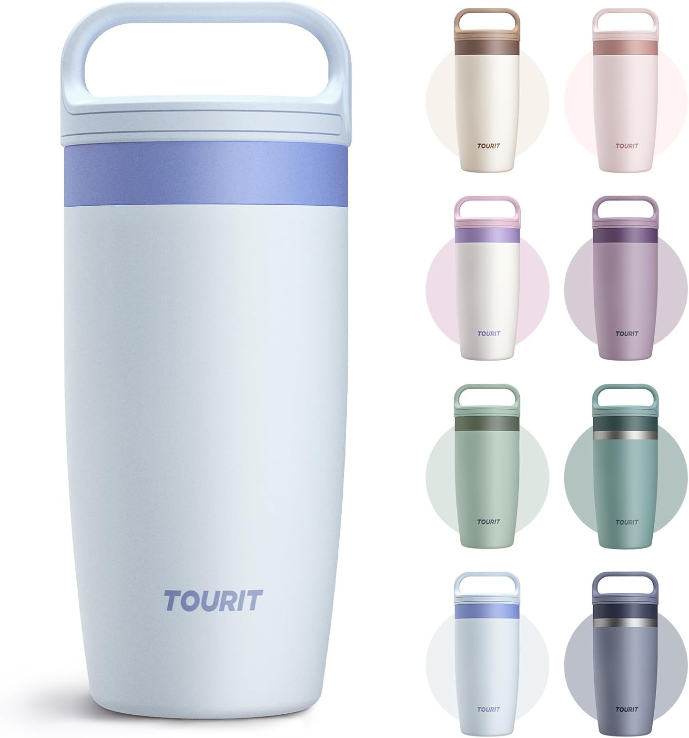Travel Coffee Mug 16 oz, Leakproof 2-Part Drink Lid Coffee Tumbler Cup, Insulated Stainless Steel Travel Mug, Dishwasher Safe Reusable Water Bottle, BPA-Free Coffee Mug, Light pink