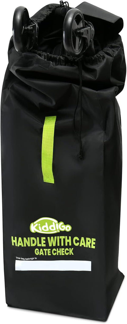 Umbrella Stroller Bag for Airplane Travel, Black and Green, 47" H x 15" W x 12" D, Fits Most Standard Umbrella Strollers, Gate Check Stroller Cover, Water-Resistant, Durable, Easy Carry Design