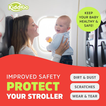 Umbrella Stroller Bag for Airplane Travel, Black and Green, 47" H x 15" W x 12" D, Fits Most Standard Umbrella Strollers, Gate Check Stroller Cover, Water-Resistant, Durable, Easy Carry Design