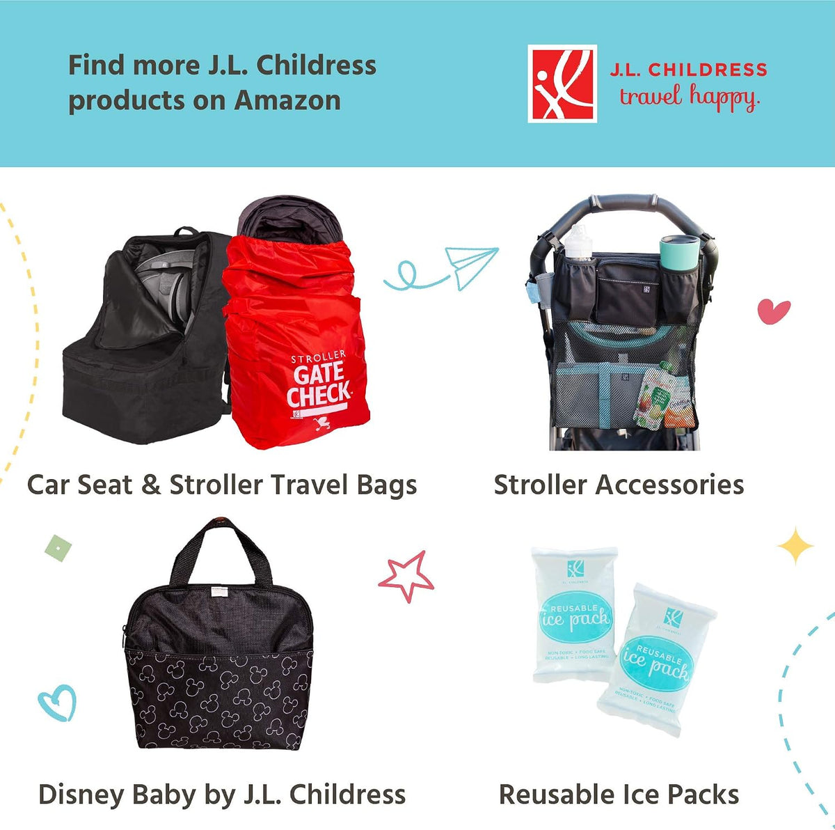 J.L. Childress Disney Baby Bottle Bag Breastmilk Cooler 2-4 Bottles, Mickey