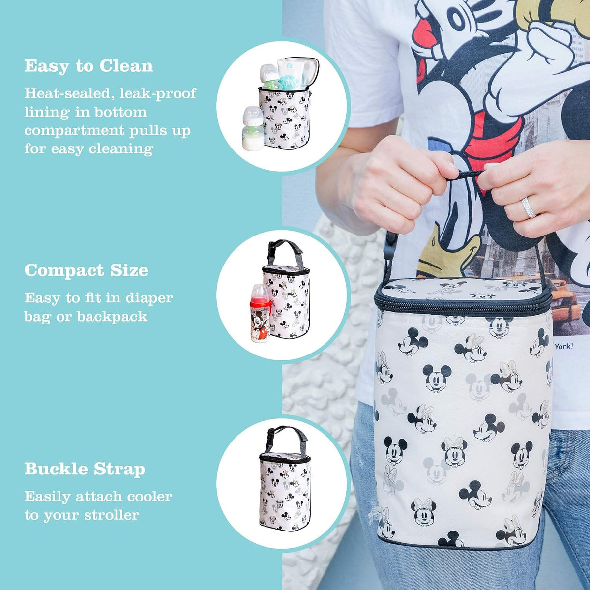 J.L. Childress Disney Baby Bottle Bag Breastmilk Cooler 2-4 Bottles, Mickey