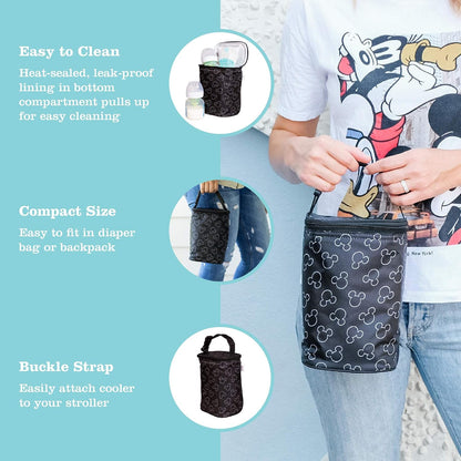 J.L. Childress Disney Baby Bottle Bag Breastmilk Cooler 2-4 Bottles, Mickey