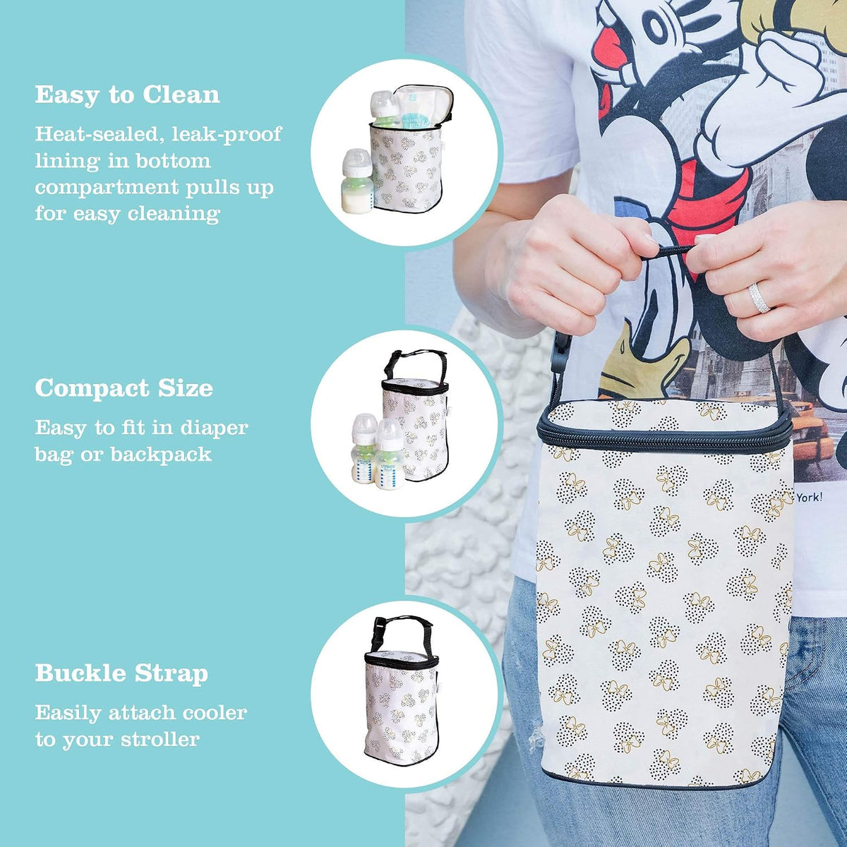 J.L. Childress Disney Baby Bottle Bag Breastmilk Cooler 2-4 Bottles, Mickey