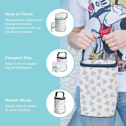 J.L. Childress Disney Baby Bottle Bag Breastmilk Cooler 2-4 Bottles, Mickey