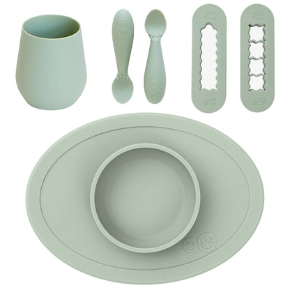First Foods Bundle 6m+ (Sage) Tiny Bowl + Tiny Spoons + Tiny Cup + Food Cutters Baby Essentials