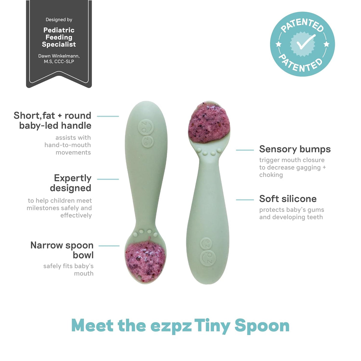 First Foods Bundle 6m+ (Sage) Tiny Bowl + Tiny Spoons + Tiny Cup + Food Cutters Baby Essentials