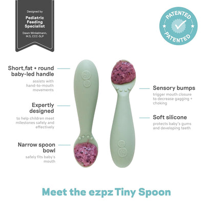 First Foods Bundle 6m+ (Sage) Tiny Bowl + Tiny Spoons + Tiny Cup + Food Cutters Baby Essentials