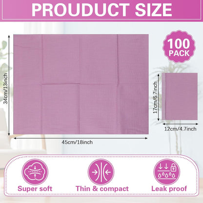 100pcs Disposable Changing Liner 2-ply Baby Changing Station Pad Disposable Changing Pads Diaper Changing Mat Portable Sanitary Liner Refills for Commercial Restrooms (Pink)