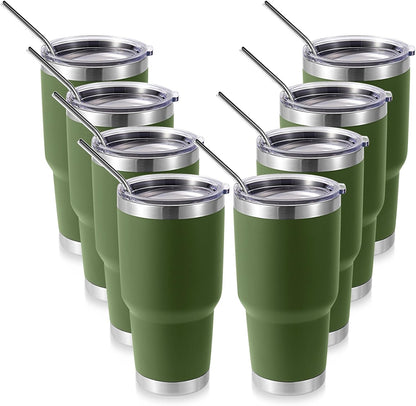 Volhoply 30oz Insulated Tumbler with Lid and Straw, Double Wall Inner & Outer 304 Stainless Steel Coffee Cup, Travel Mug Reusable Thermal Cup for Cold & Hot Drinks (Navy,1 Pack)