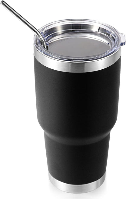 Volhoply 30oz Insulated Tumbler with Lid and Straw, Double Wall Inner & Outer 304 Stainless Steel Coffee Cup, Travel Mug Reusable Thermal Cup for Cold & Hot Drinks (Navy,1 Pack)