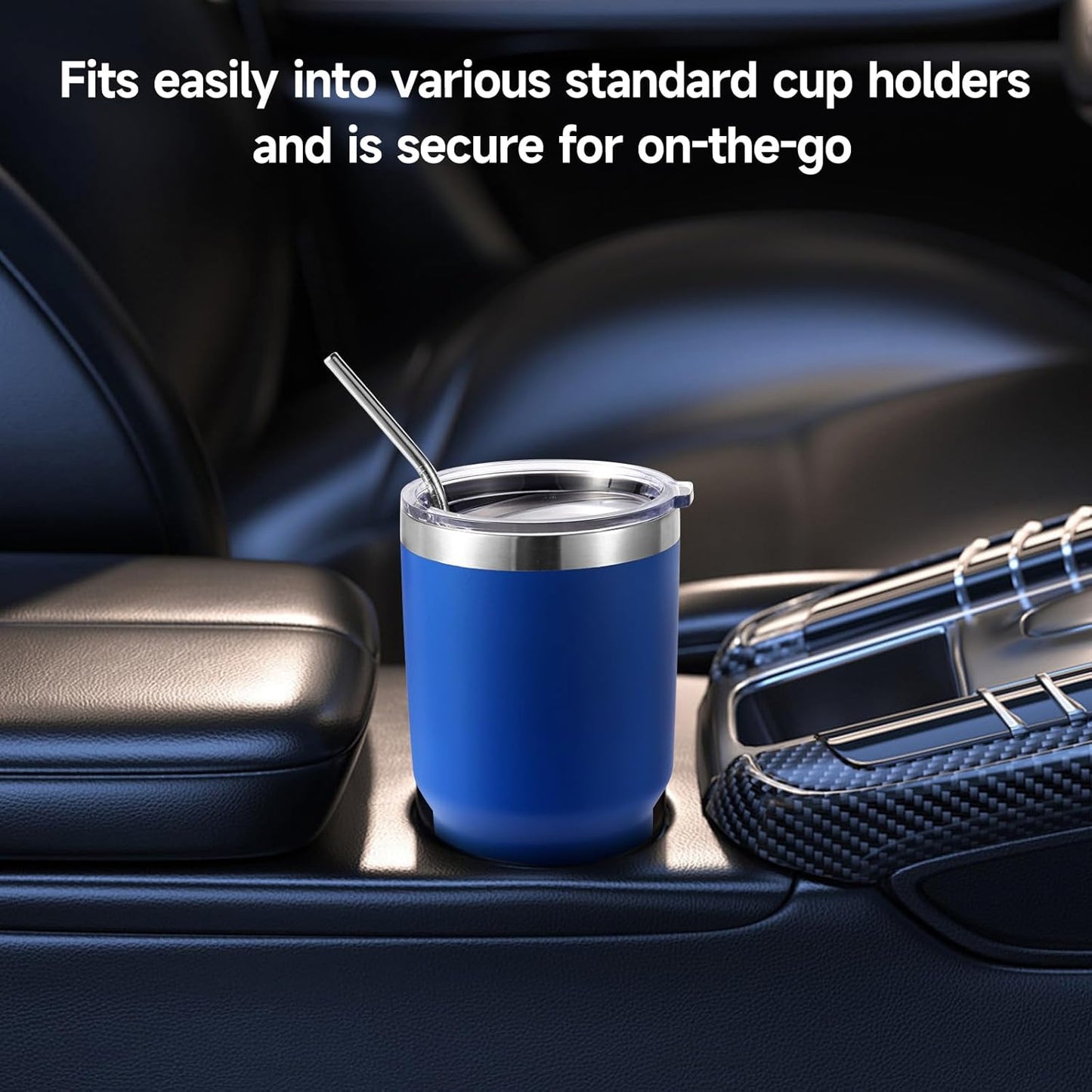 Volhoply 30oz Insulated Tumbler with Lid and Straw, Double Wall Inner & Outer 304 Stainless Steel Coffee Cup, Travel Mug Reusable Thermal Cup for Cold & Hot Drinks (Navy,1 Pack)