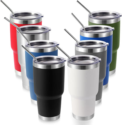 Volhoply 30oz Insulated Tumbler with Lid and Straw, Double Wall Inner & Outer 304 Stainless Steel Coffee Cup, Travel Mug Reusable Thermal Cup for Cold & Hot Drinks (Navy,1 Pack)