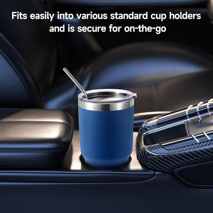 Volhoply 30oz Insulated Tumbler with Lid and Straw, Double Wall Inner & Outer 304 Stainless Steel Coffee Cup, Travel Mug Reusable Thermal Cup for Cold & Hot Drinks (Navy,1 Pack)