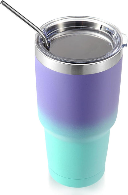Volhoply 30oz Insulated Tumbler with Lid and Straw, Double Wall Inner & Outer 304 Stainless Steel Coffee Cup, Travel Mug Reusable Thermal Cup for Cold & Hot Drinks (Navy,1 Pack)