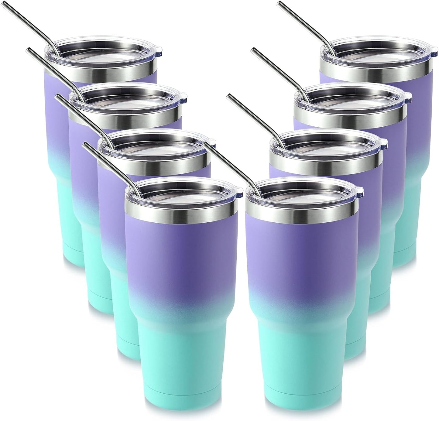 Volhoply 30oz Insulated Tumbler with Lid and Straw, Double Wall Inner & Outer 304 Stainless Steel Coffee Cup, Travel Mug Reusable Thermal Cup for Cold & Hot Drinks (Navy,1 Pack)