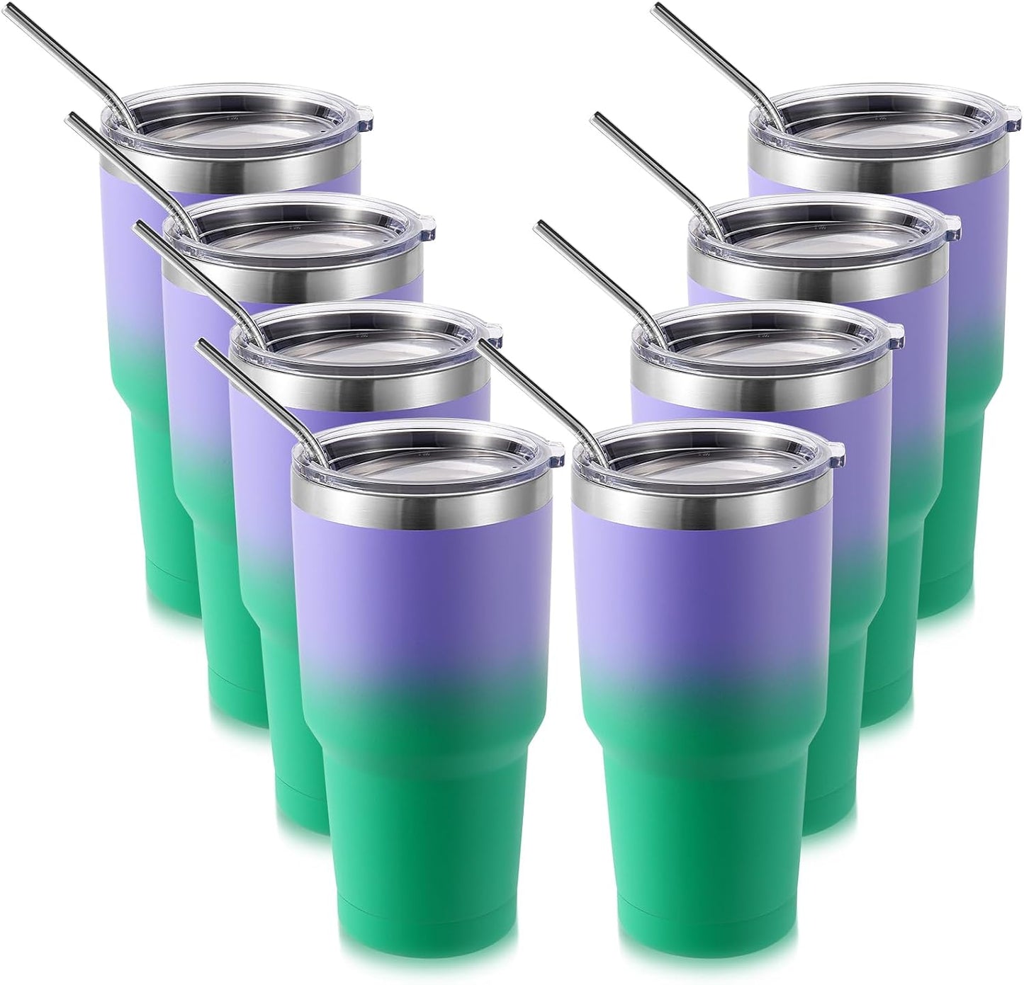 Volhoply 30oz Insulated Tumbler with Lid and Straw, Double Wall Inner & Outer 304 Stainless Steel Coffee Cup, Travel Mug Reusable Thermal Cup for Cold & Hot Drinks (Navy,1 Pack)