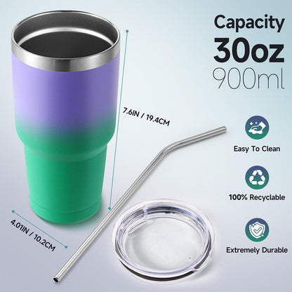 Volhoply 30oz Insulated Tumbler with Lid and Straw, Double Wall Inner & Outer 304 Stainless Steel Coffee Cup, Travel Mug Reusable Thermal Cup for Cold & Hot Drinks (Navy,1 Pack)