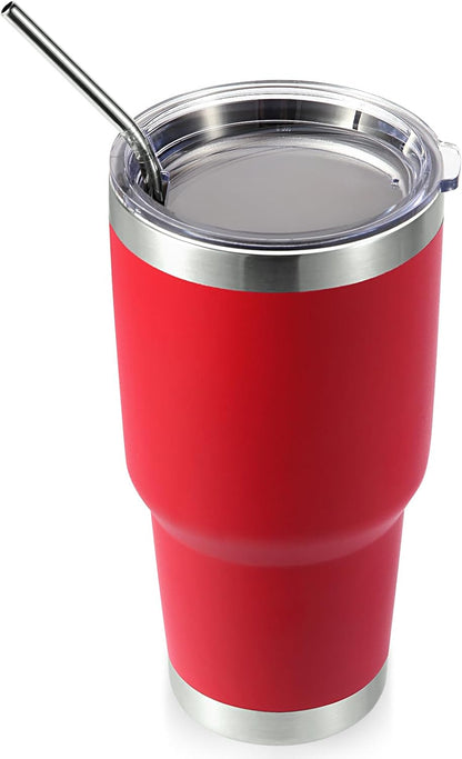 Volhoply 30oz Insulated Tumbler with Lid and Straw, Double Wall Inner & Outer 304 Stainless Steel Coffee Cup, Travel Mug Reusable Thermal Cup for Cold & Hot Drinks (Navy,1 Pack)
