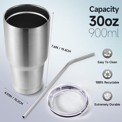 Volhoply 30oz Insulated Tumbler with Lid and Straw, Double Wall Inner & Outer 304 Stainless Steel Coffee Cup, Travel Mug Reusable Thermal Cup for Cold & Hot Drinks (Navy,1 Pack)